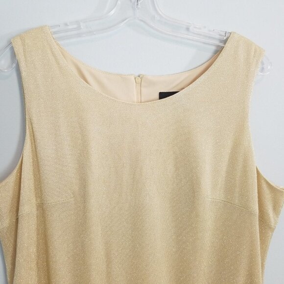 ONYX NITE Gold Sparkle sleeveless evening shift midi dress 16 - Picture 3 of 8